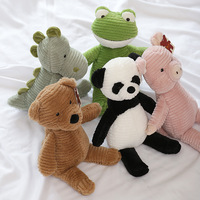 Vente en gros de jouets en peluche animaux rayés en coton biologique de 8 pouces Super doux vente transfrontalière chaude dinosaure grenouille Panda ODM couette