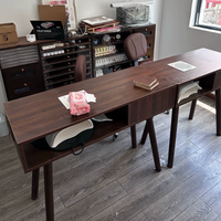 Table de manucure et pédicure portable en bois massif noir, style luxe, design moderne, best-seller, pour salon de beauté