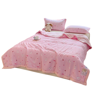 Set Copripiumino Estivo a Righe con Cuccioli - Morbida Biancheria da Letto a Doppio Strato in Garza per Bambini, Piumino Leggero e Traspirante - Product Image 5