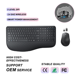 Ensemble <span class=keywords><strong>clavier</strong></span> et souris sans fil 2.4GHz pleine grandeur multifonctionnel ergonomique bureau d'affaires ensemble <span class=keywords><strong>clavier</strong></span> et souris universels - Product Image 1