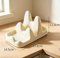 Support de couvercles de casseroles en forme de montagne avec plateau de drainage, étagère de cuisine multifonctionnelle pour couvercles, spatules, cuillères et ustensiles de cuisson