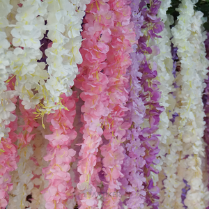 Flor de glicina artificial colorida para telón de fondo de boda, enredadera artificial colgante falsa - Product Image 2