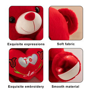 ตุ๊กตาหมีรูปหัวใจใยฝ้าย PP นุ่มพิเศษ ขายส่ง ขนาด 30 ซม./40 ซม./55 ซม. สีขาว/แดง บรรเทาความเครียด ใช้ในงานปาร์ตี้ - Product Image 5