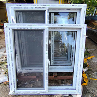 Ventana Corredera Moderna de PVC con Aislamiento Acústico, en Forma de Concha Horizontal, de Plástico y Acero, para Salas de Estar, Oficinas y Apartamentos