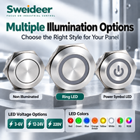 Interrupteurs à bouton-poussoir métalliques 12mm 16mm 19mm 22mm 25mm, momentanés, étanches, en acier inoxydable, avec LED, câblés, pour montage sur panneau