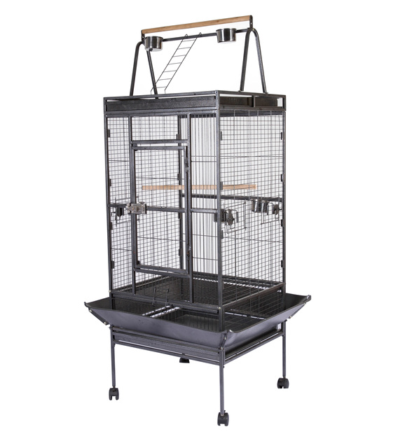 China Manufacturer's Large Wrought Iron Wire Mesh Bird Aviary Parrot Cage with Wheels for Birds Breeding Wood Steel Material