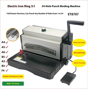 Machine à relier les anneaux en fer électrique Double bobine poinçonnage couteau à tirer 34 trous carré calendrier de bureau tendre lourd ET8707 <span class=keywords><strong>contrat</strong></span> - Product Image 5