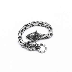 Bracelet en acier titane yunnique avec tête de loup, bijoux pour hommes en acier inoxydable 316, design à maillons de chaîne, cadeau - Product Image 2
