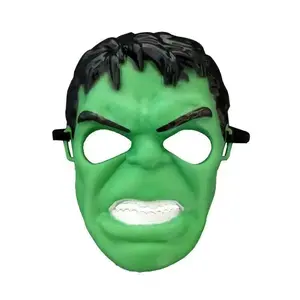 Pabrik Kustom kartun lucu pvc karakter animasi hijau topeng raksasa plastik Halloween pvc topeng pesta mainan