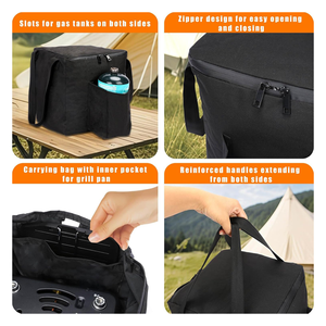 Réchaud de camping pliable à double brûleur réglable avec plaque chauffante, réchaud de camping portable au propane, sac de transport, poêle à frire, bouilloire, marmite - Product Image 5