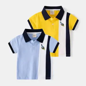 2023 New Fashion Boys Color Block T-Shirt 100% Baumwolle Stickerei Kinder Jungen Polo-Shirt