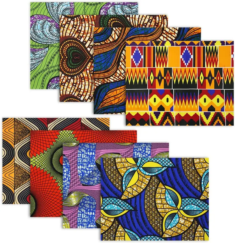 African Ankara Print Fabric 100% Polyester Fabric Material Scraps for Sewing Clothes Crafting Projects Patch Work