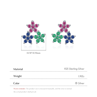 925 Sterling Silber Modische Bunte Zirkonia Ohrstecker Feiner Schmuck Zarte Blumen-Ohrstecker für Damen