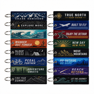 Travel Bag Accessories Custom Embroidered <b>Key</b> Fob Rectangular Woven Twill <b>Key</b> Chains Luggage Tag Souvenir Collection - Product Image 1
