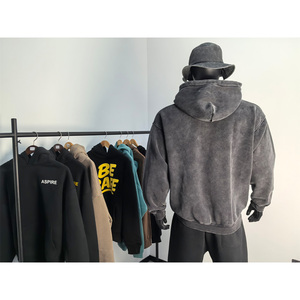 เสื้อฮู้ดดี้ผู้ชายคุณภาพสูง ผ้าฝ้าย 100% หนานุ่ม ทรงโอเวอร์ไซส์ ล้างสีแบบแอซิดวอช สกรีนลายตามสั่ง สวมใส่สบาย - Product Image 2