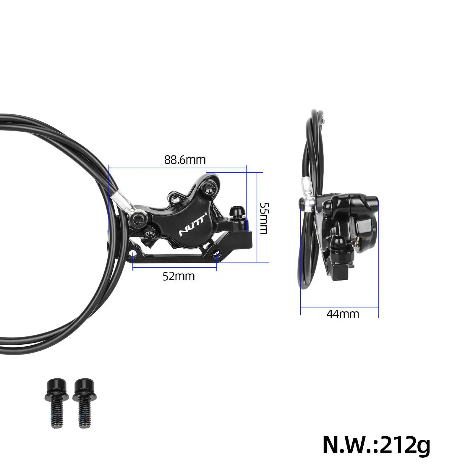 Set Freno A Disco Meccanico NUTT Per Bici MTB Con Pinza Anteriore E Posteriore E Rotori (Nero)