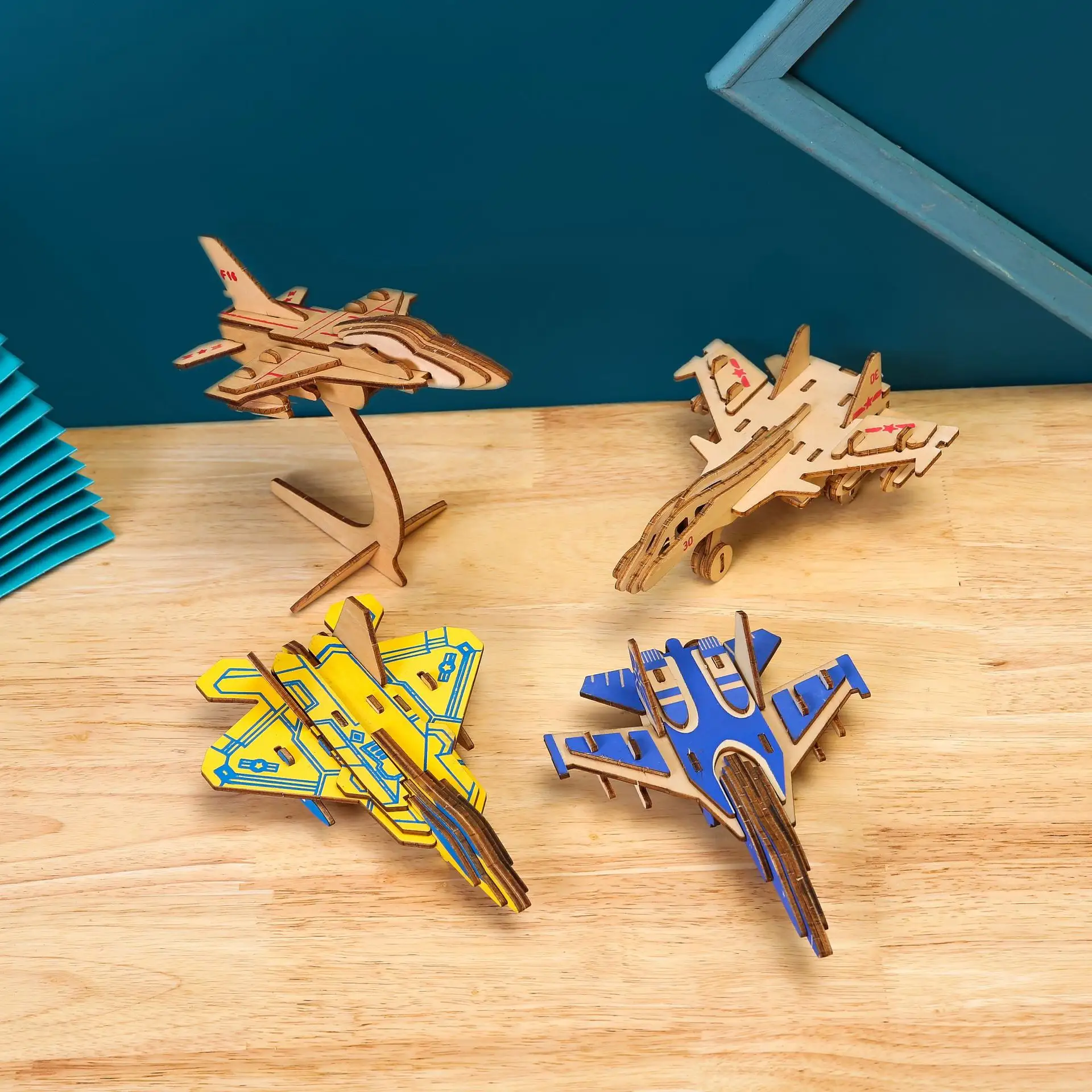 Cheap Educational Toys Unique Shaped Simple Eco-friendly Assemble Building Model Set 3D wooden puzzle wooden model for kids