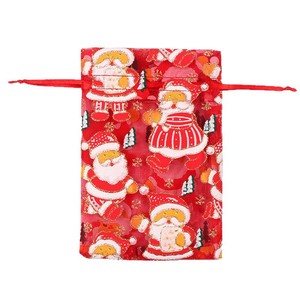 Sacs cadeaux en organza de Noël 10x15cm avec cordon de serrage, emballage décoratif pour cadeaux et bijoux - Product Image 5