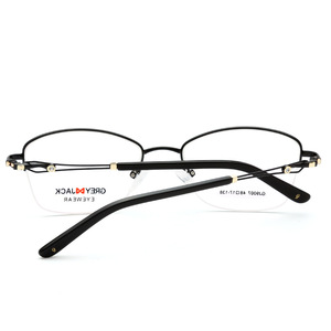 Monturas de gafas gris-negras, media montura, lentes planas de metal, unisex, cara ovalada, tamaño mediano SF9007 - Product Image 1