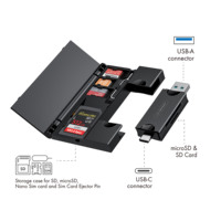 2024 nuevo adaptador de lector de tarjetas USB 3,0 todo en uno tipo C OTG con ESTUCHE DE ALMACENAMIENTO lector de tarjetas de memoria Flash Compatible con teléfono móvil