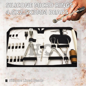 Kit d'outils pour extensions capillaires à prix de gros : micro-anneaux en silicone, perles à sertir pour dreadlocks, pinces à extensions capillaires, crochet - Product Image 2