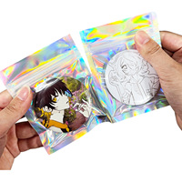 Sacs holographiques refermables à fermeture éclair, double compartiment intégré, séparés pour articles secs et humides, pour bijoux, accessoires, thé, badges, pochettes