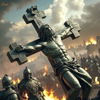 Célèbre religion chrétienne catholique Statue en laiton jésus 14 station onzième station grandeur nature jésus cloué croix Sculpture en Bronze