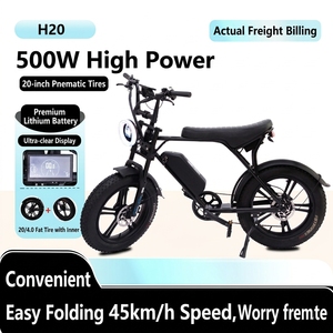 Bicicleta Eléctrica de Montaña con Llantas Gruesas de 20 Pulgadas y 7 Velocidades, Motor Trasero sin Escobillas de 48V 500w, Cuadro de Acero de Alto Carbono, Batería de Litio de Largo Alcance H20 - Product Image 5