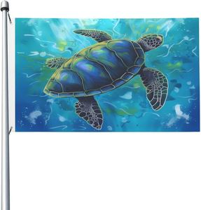 Drapeau de plage tortue 3x5 pieds, bannière double face pour les fêtes, le jardin, la cour, la décoration intérieure et extérieure - Product Image 1