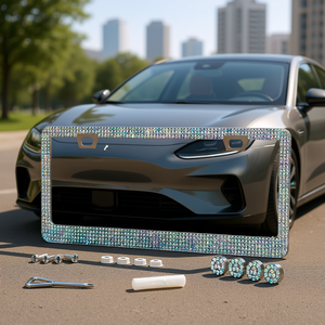 Marco para Matrícula Liberhaus Bling de 12.16 x 6.18 Pulgadas con Diamantes de Imitación Brillantes para Decoración de Automóviles, con Tornillos y Tapas - Product Image 2