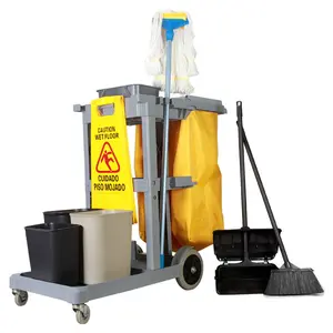 Carrito de conserje plegable para Hotel Hospital, equipos de limpieza, carrito de limpieza, carrito de servicio