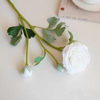 W-A0189 Bunga Simulasi Berkualitas Tinggi Real Touch 2-Kepala Ranunculus Peony Buatan untuk Dekorasi Ruangan