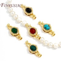 Fermoirs de bijoux en pierre naturelle incrustés plaqué or véritable 18 carats attaches serrures Bracelets accessoires pour composants de résultats de bijoux