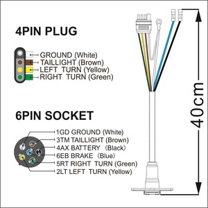 Trailer Connector 4 Pin To 6 Pin Socket With <b>Bracket</b> And Mounting Hardware For RV Taillight Signal Conversion - Product Image 4