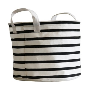 <span class=keywords><strong>En</strong></span> gros Pas Cher grande ronde pliable enfants noir et blanc <span class=keywords><strong>toile</strong></span> panier à linge - Product Image 2