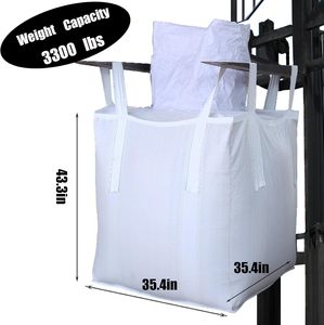 Bolsa de gran capacidad, bolsa de 1.5 toneladas, 35.4"L x 35.4"W x 43.3"H, 3300lbs SWL, factor de seguridad 3:1, bolsas de polipropileno tejido, entrada superior circular para alimentación. - Product Image 2