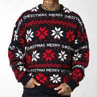 Pull de Noël personnalisé avec logo OEM, en tricot jacquard, col rond, pour homme, style « Ugly Christmas Sweater »