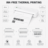 Imprimante thermique A4 sans encre, machine à documents portable avec Bluetooth et batterie rechargeable pour le bureau et la maison
