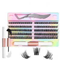 Cils en grappe segmentés coréens PBT haute capacité, effet naturel et volumineux, application facile, pour débutants, en plateau DIY, marque privée