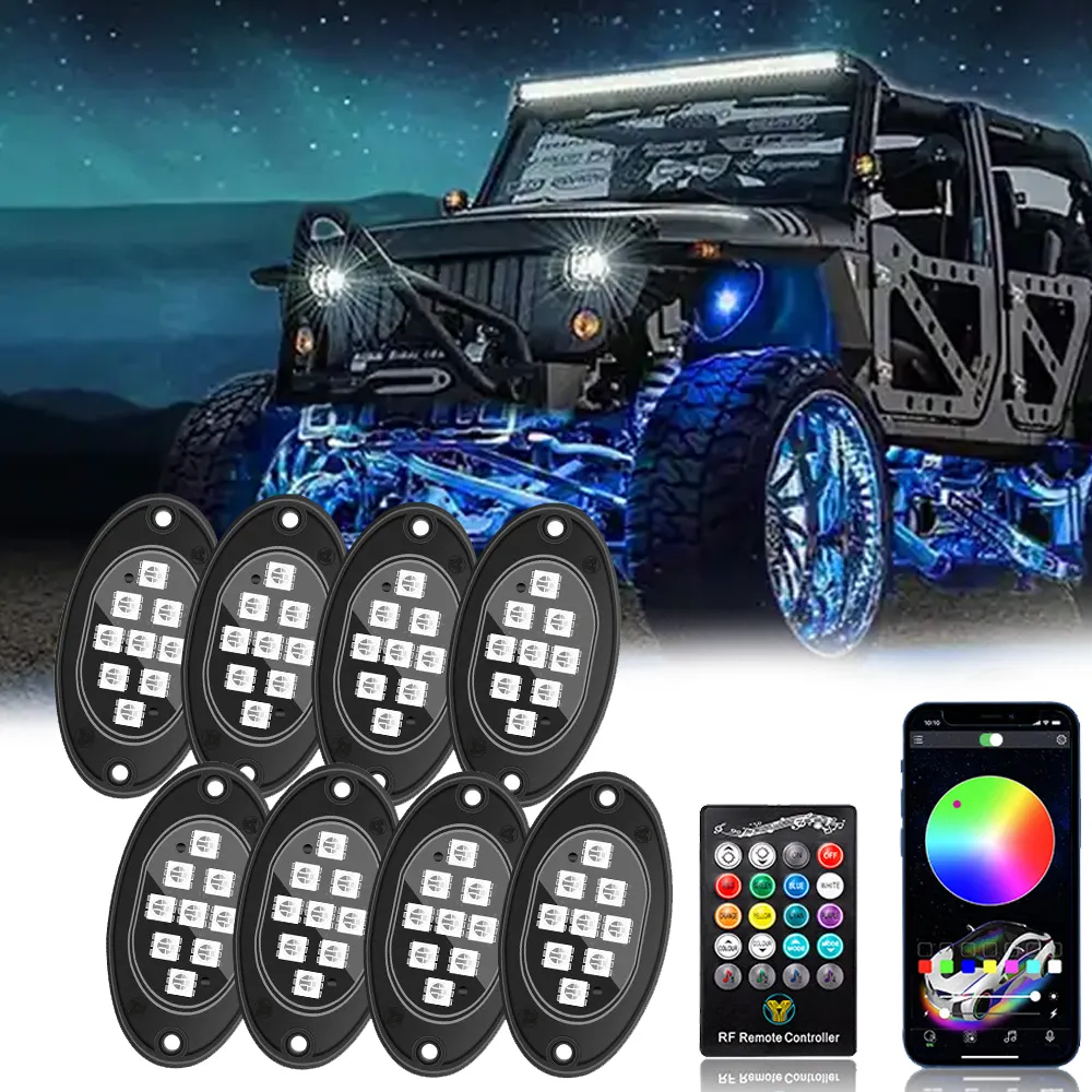 OEM RGB coche Underglow Light Kit Ble App Control impermeable otros coche Luz Accesorios camión ATV UTV SUV coche Led Rock luces