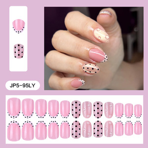 <span class=keywords><strong>Uñas</strong></span> Postizas de Salón en Color Rosa Nude, Cortas <span class=keywords><strong>y</strong></span> Ovaladas, con Efecto Ojo de Gato Magnético, Puntos Negros, Diseño Francés Blanco, Hechas a Mano - Product Image 2