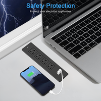 Multiprise encastrable sous bureau avec ports USB-A et USB-C, station de charge avec 4 prises CA