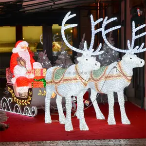 Chất Lượng Cao 24V Ngoài Trời LED Điêu Khắc 3D Acrylic Kích Thước Cuộc Sống Santa Sleigh Tuần Lộc Vận Chuyển Kỳ Nghỉ Chiếu Sáng Motif Đèn