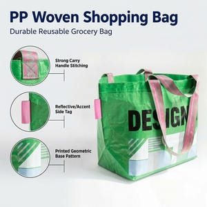 Bolsa Reciclada <span class=keywords><strong>de</strong></span> Polipropileno Tejido, Bolsa <span class=keywords><strong>de</strong></span> <span class=keywords><strong>Compras</strong></span> Reutilizable Personalizada con Logotipo, Bolsa <span class=keywords><strong>de</strong></span> Polipropileno Impermeable para Comestibles - Product Image 2
