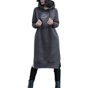 Robe longue à capuche grande taille pour femme, en molleton bouclette de haute qualité, avec impression en relief, style streetwear décontracté d'hiver, personnalisable avec logo, vente en gros - Product Image 5