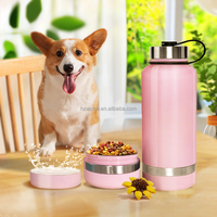 32oz 3-en-1 Portable petit chien bouteille d'eau en acier inoxydable chien bol mangeoire cadeau de noël pour les animaux de compagnie et les chats en plein air