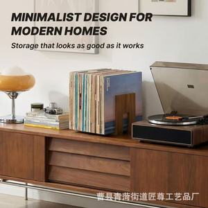 Wooden <b>Record</b> <b>Rack</b> Solid Wood Desktop Storage Organizer For Vinyl Display And Cd Storage - Product Image 2