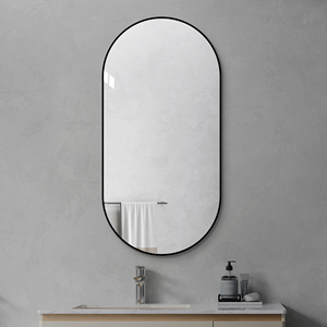 Specchio da Bagno Nero 48x24 Pollici, Montaggio a Parete, Cornice Verticale o Orizzontale, Stile Moderno - Product Image 2