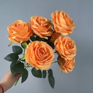 Ramo de Rosas Artificiales de Seda de Alta Calidad con 9 Cabezas, Flores Personalizadas para Decoración de Bodas, Flores para Novias - Product Image 6
