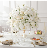 Ins-stijl Premium Zijden Witte Rozen Bloem Tafelkleed & Bloembal Bruiloft Boog Tafeldecoratie voor Banket Evenement Decoratie